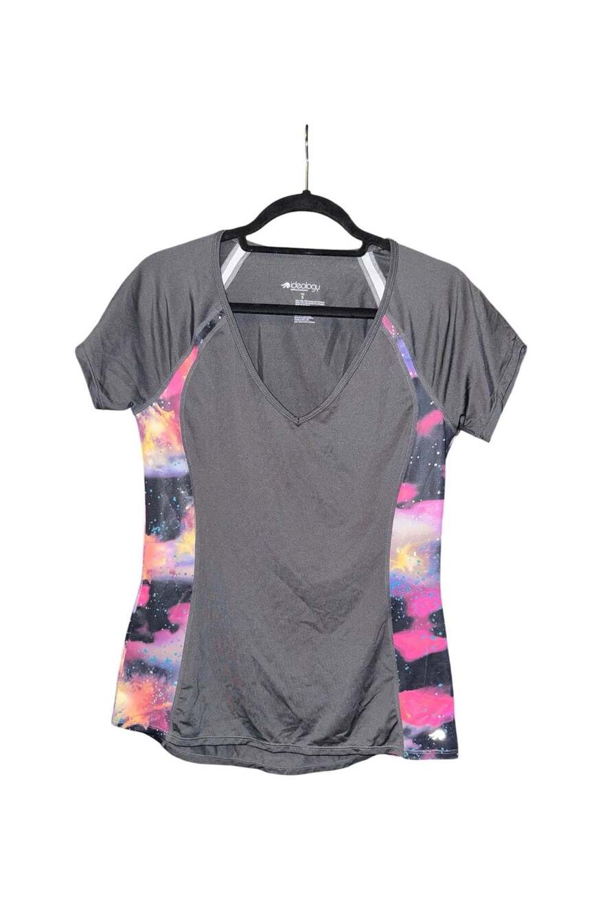 Ideology Performance Tee Size S Gray Galaxy Space Print Active Shirt NWT